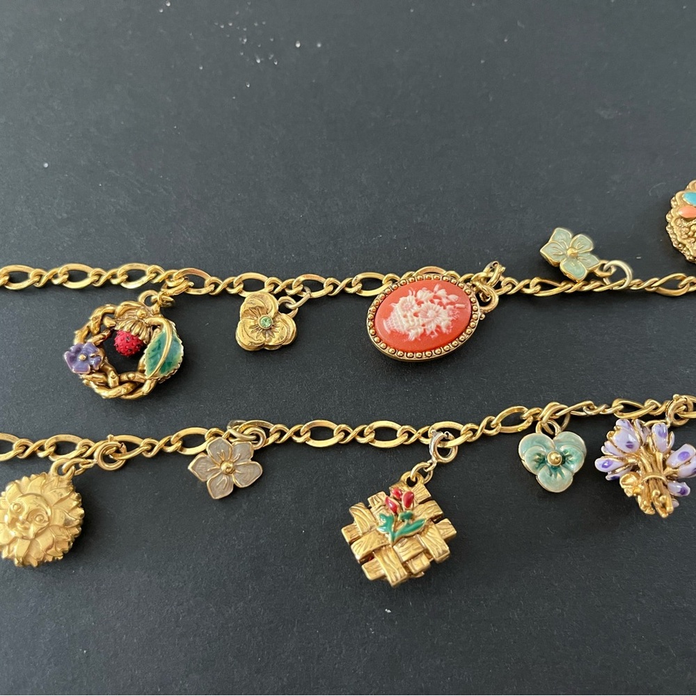Vintage Joan Rivers Victorian Language of Flowers Necklace with Colorful Charms - Picture 6 of 11